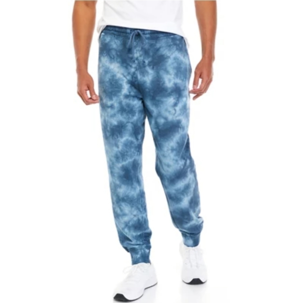 True Craft Men's Teal Tie Dye Fleece Joggers  - Size L